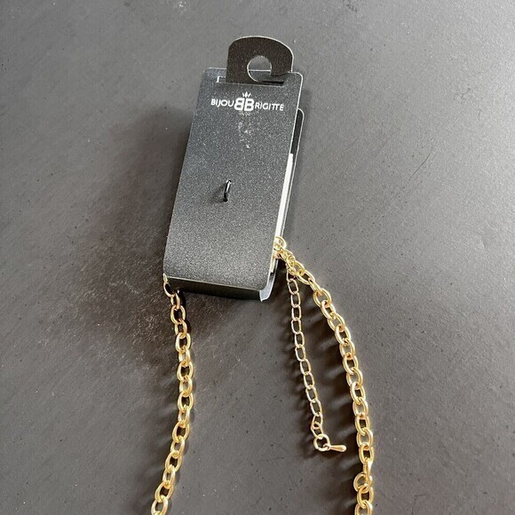 BIJOU BRIGITTE Gold Tone Chain Rhinestone Necklace 17" + 2.5" Ext. Enameled - Picture 5 of 7